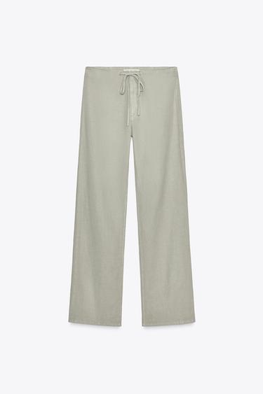 PANTALÓN PIJAMERO RECTO - Aceite de Zara