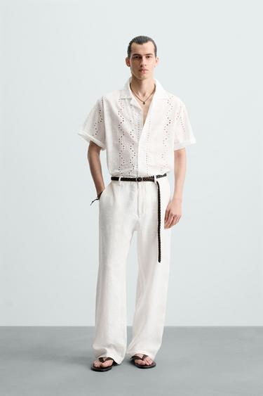 100% LINEN RELAXED FIT TROUSERS - White by Zara - Image 0