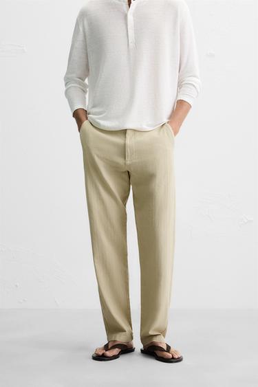 TEXTURED CHINO TROUSERS - Light khaki by Zara
