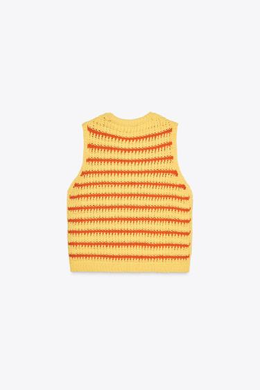 STRIPED KNIT TOP - Yellow by Zara - Image 5