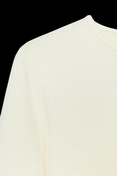 Zara WASHED COTTON T-SHIRT - Light yellow