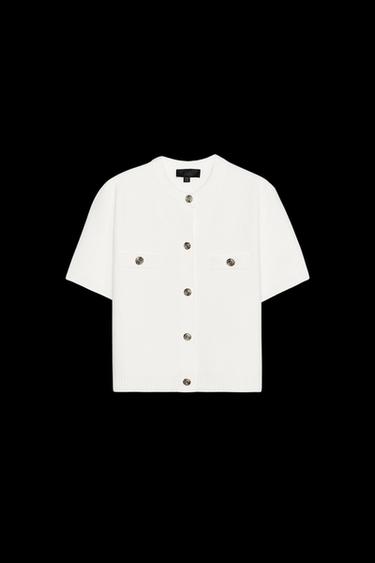 CHAQUETA PUNTO MANGA CORTA - Blanco de Zara - Imagen 0