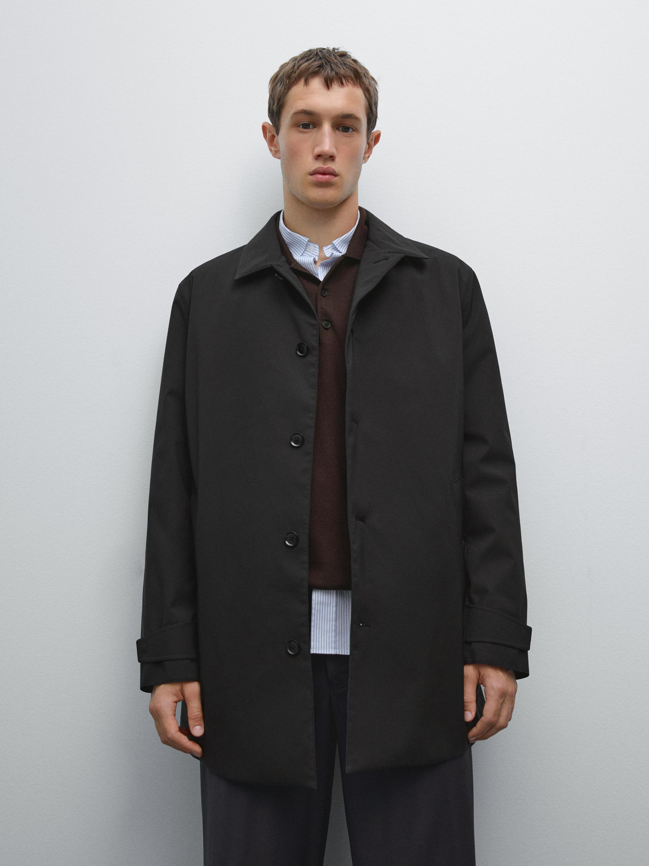 ♠【マッシモドュッティ】ジャケット　ビッグサイズ　ネイビー/紺　EUR 52 MASSIMO DUTTI MEN FW OVERSHIRT DOWN JACKET IN LIGHTWEIGH