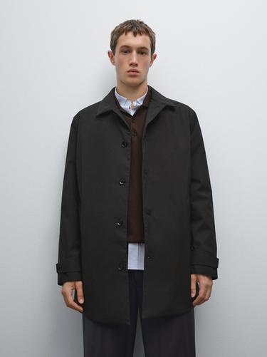 Zara Water-repellent fabric trench coat - Navy blue