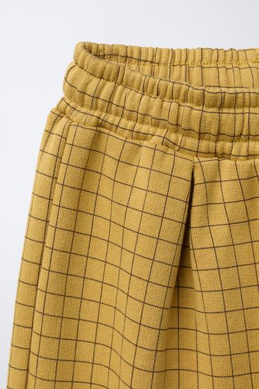 STRAIGHT-LEG CHECK PLUSH TROUSERS - Mustard by Zara - Image 2
