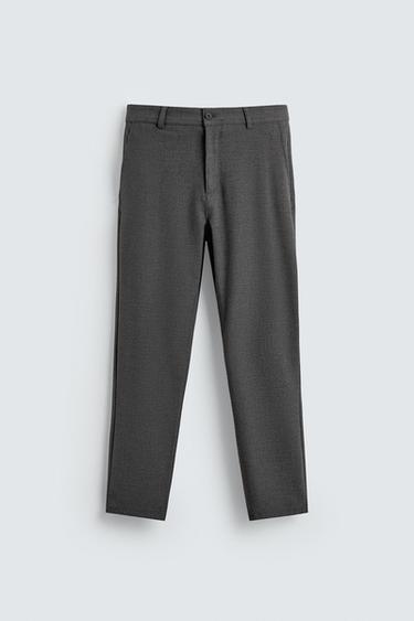 TEXTURED COMFORT TROUSERS - Mid-grey by Zara