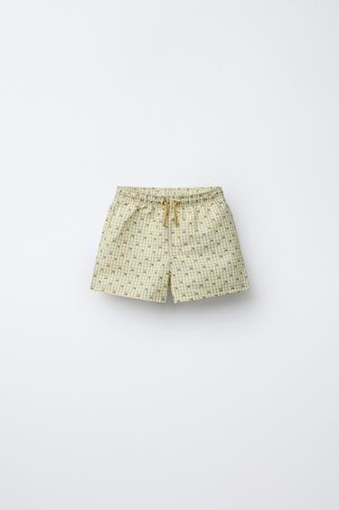 CHERRY PRINT SWIM SHORTS (AGES 2-14) - Olive green by Zara