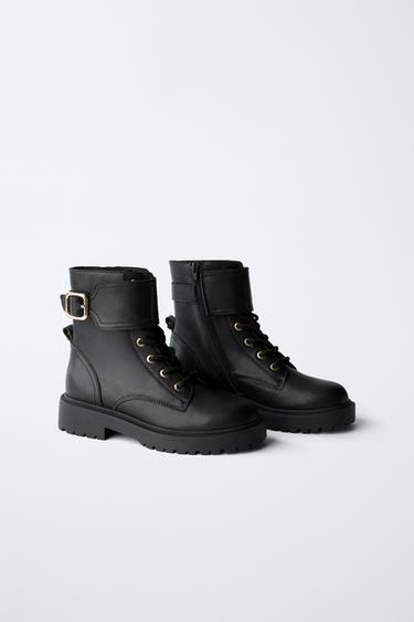 ШКІРЯНІ ЧЕРЕВИКИ З ПРЯЖКОЮ - Чорний Zara