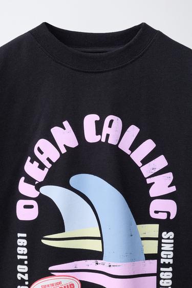 SURF PRINT T-SHIRT - Black by Zara - Image 2