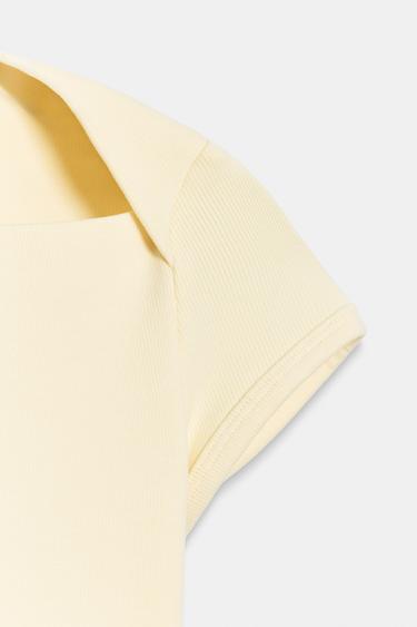 SQUARE NECKLINE T-SHIRT - Yellow by Zara