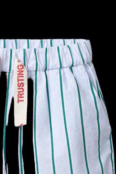 STRIPED PRINT TROUSERS - Blue by Zara