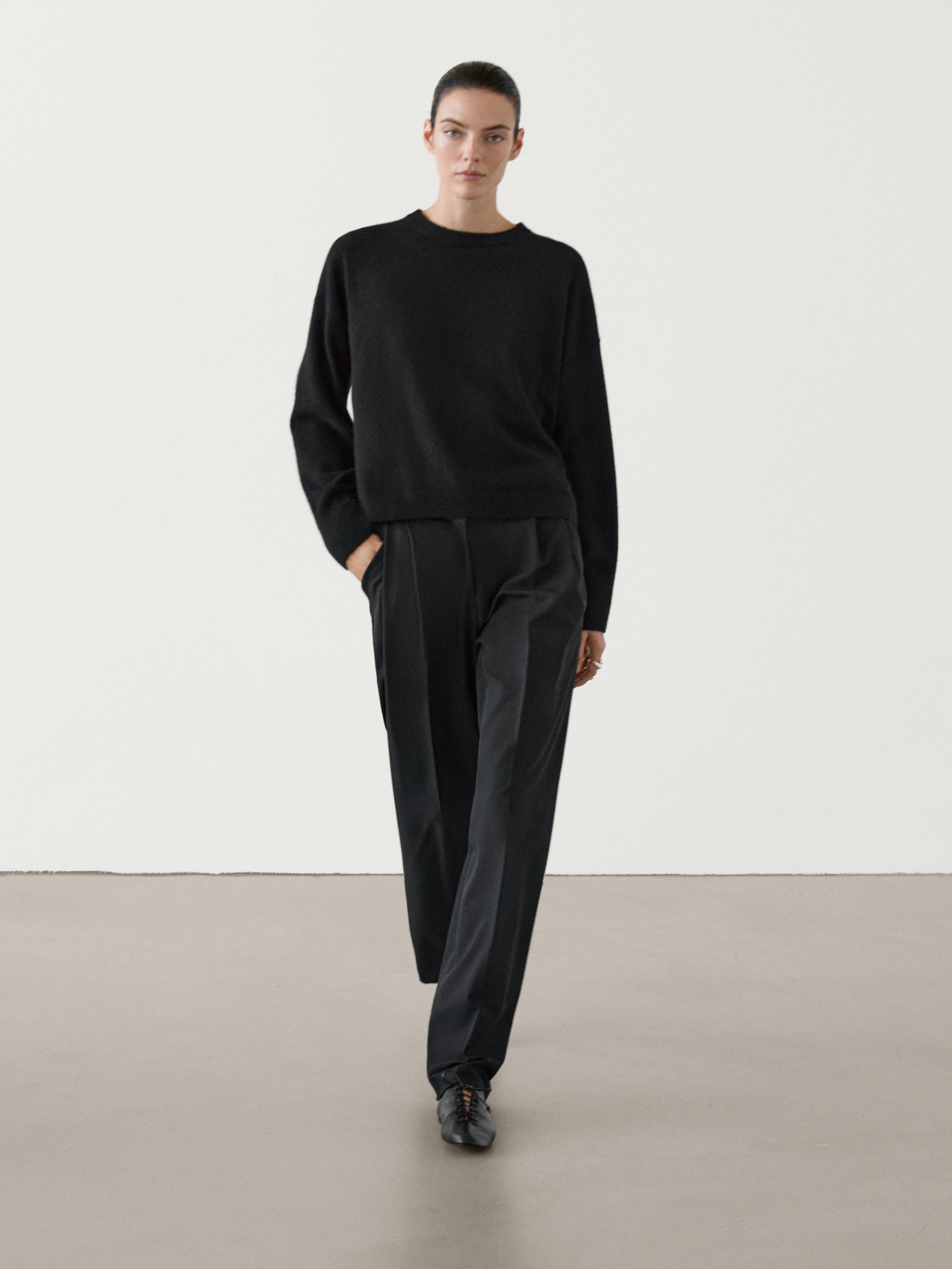 100% cashmere crew neck sweater - Black | ZARA United States 100% cashmere crew neck sweater - Black | ZARA United States