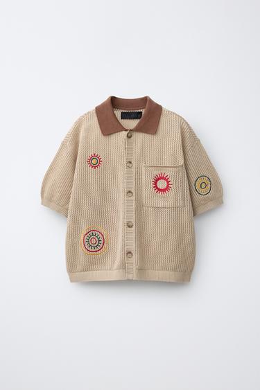 CAMISA PUNTO BORDADOS - Beige de Zara - Imagen 0