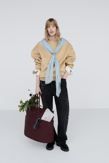 WOOL BLEND CREWNECK SWEATSHIRT — straw 1