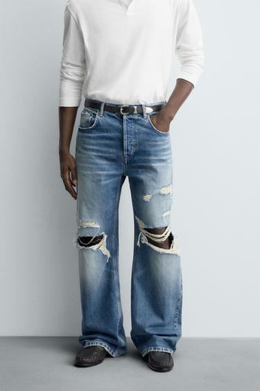 JEANS RELAXED FIT COM RASGÕES - Azul da Zara