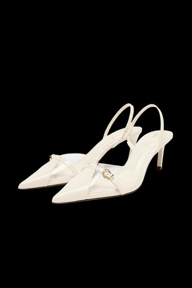VINYL SLINGBACKS WITH BUCKLE - White by Zara