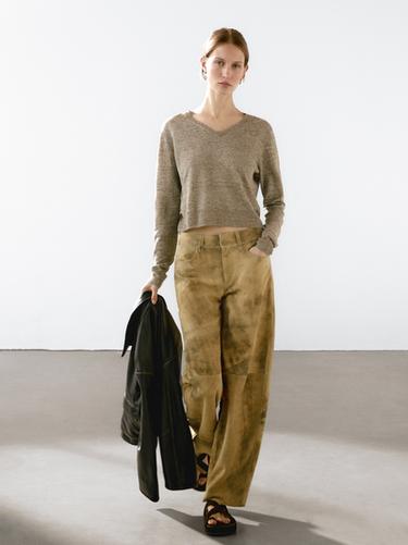 Zara 100% linen melange knit sweater - Greenish - Image 0