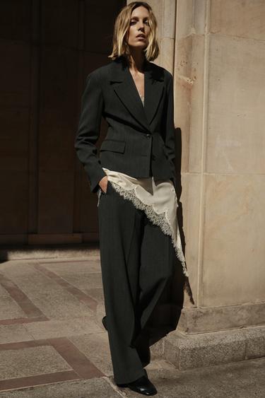 TEXTURED TROUSERS ZW COLLECTION - Grey marl by Zara