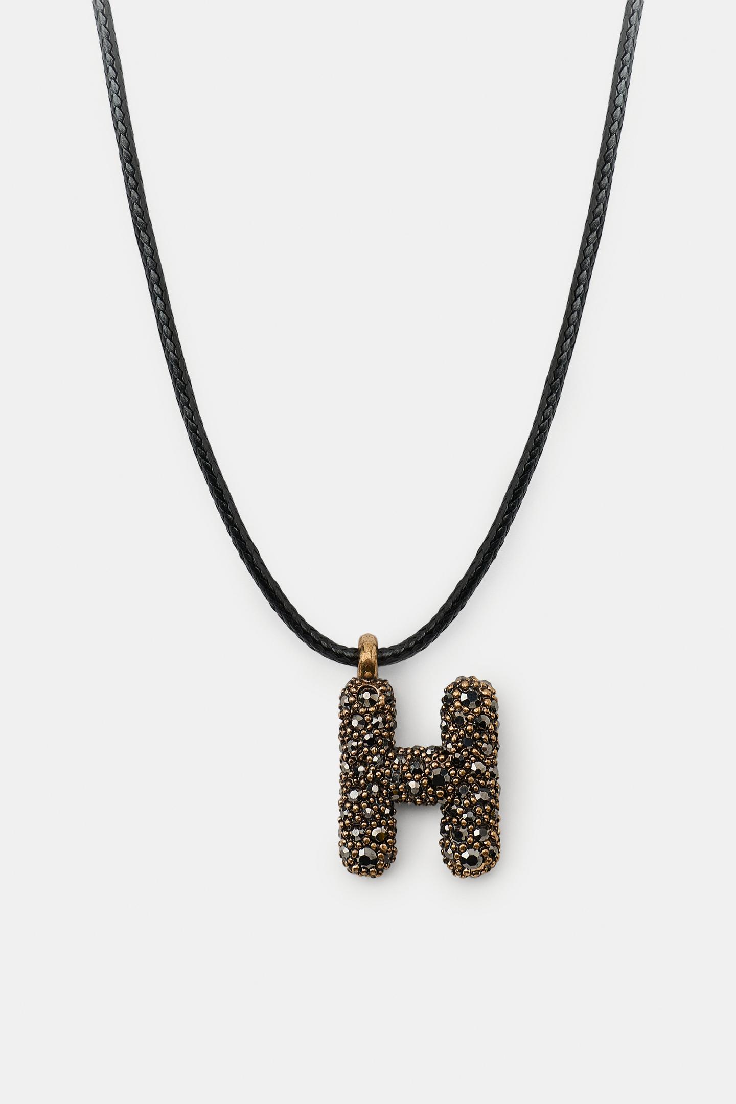 Женское колье Zara Letter Cord, цвет: Антрацитовый серый — фото 12