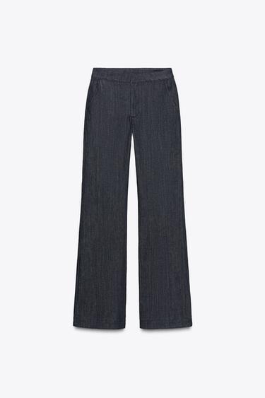Zara ZW COLLECTION MID-RISE FLARE JEANS - Blue