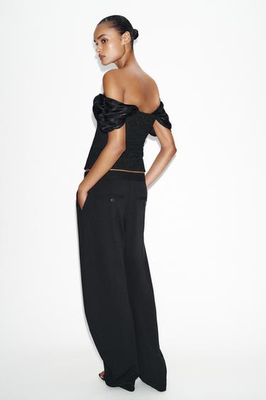 BOUCLÉ COMBINED TOP - Black / Ecru by Zara - Image 4