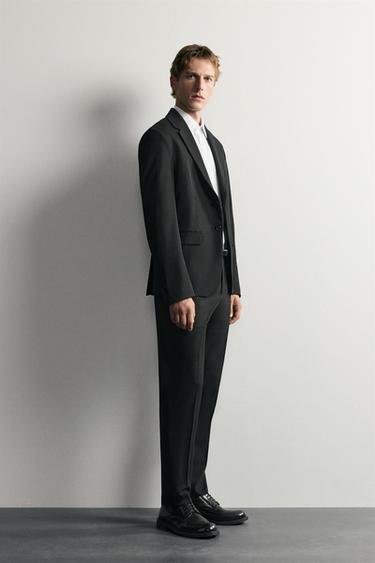 Zara STRETCH SUIT PANTS - Black