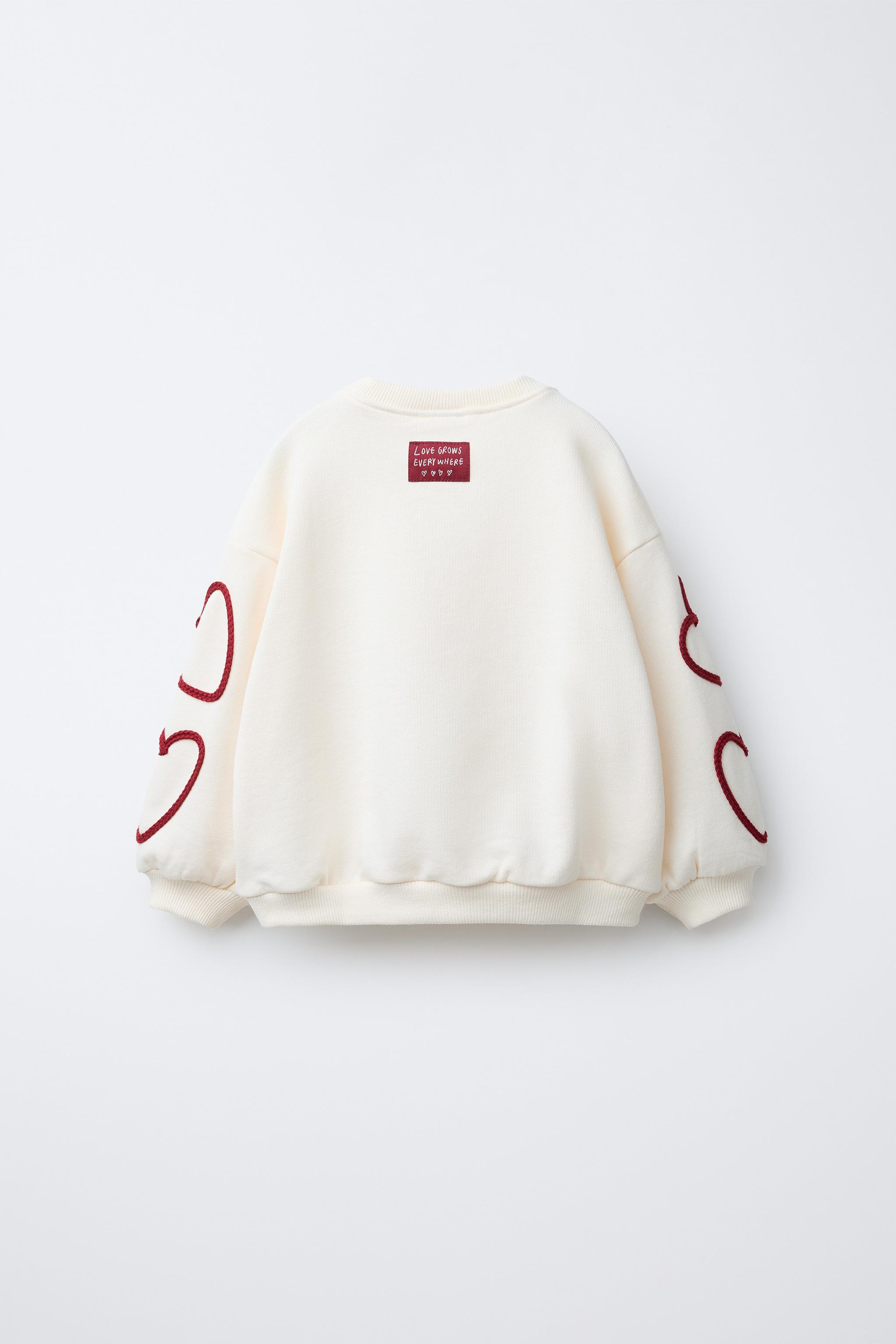 TEXT HEARTS SWEATSHIRT - Ecru | ZARA United States