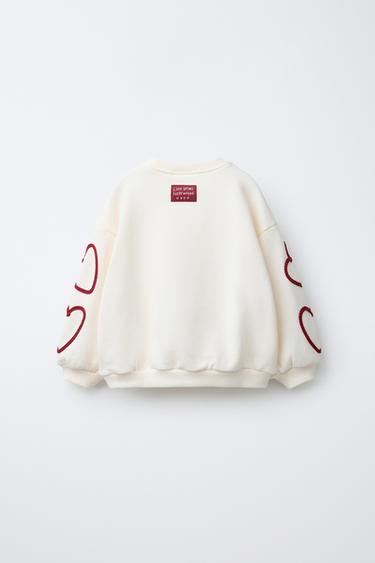 SLOGAN AND HEART SWEATSHIRT - Ecru by Zara - Image 1