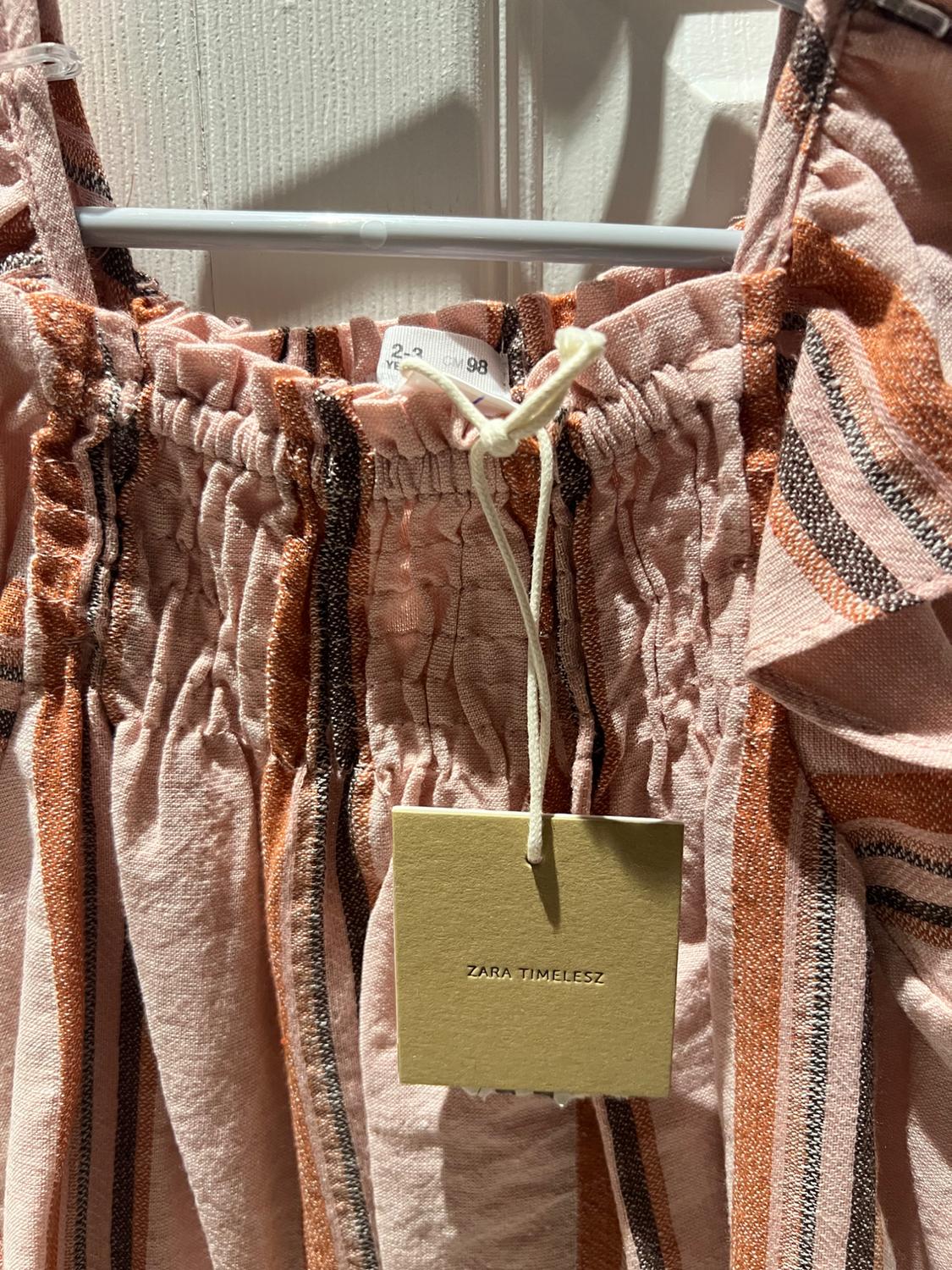 TIMELESZ – RUFFLED STRIPED LINEN BLEND DRESS - Image 3