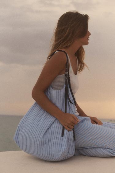 STRIPED FABRIC TOTE BAG - Blue by Zara