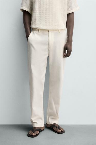 Zara REGULAR FIT PANTS - Oyster-white