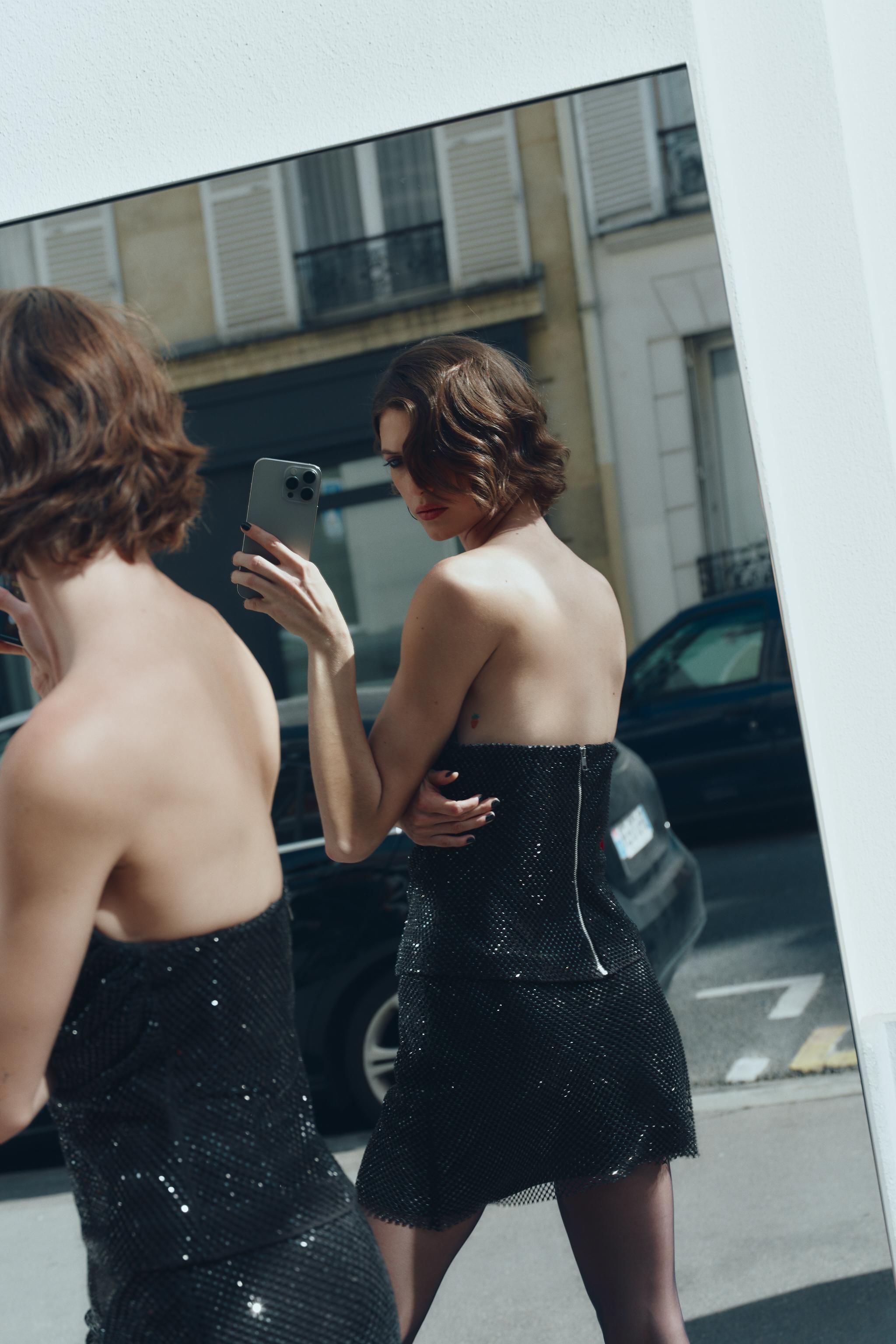 ブラック XL トップス メッシュビーズトップス - ブラック | ZARA Japan / 日本