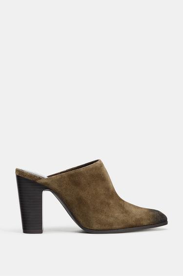 МЮЛИ ИЗ СПИЛКА С ЭФФЕКТОМ ПОТЕРТОСТИ — КОРИЧНЕВЫЙ от Zara