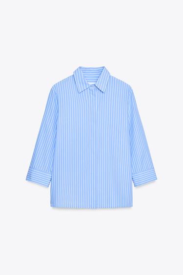 STRIPED SHIRT ZW COLLECTION - Blue/White by Zara - Image 0