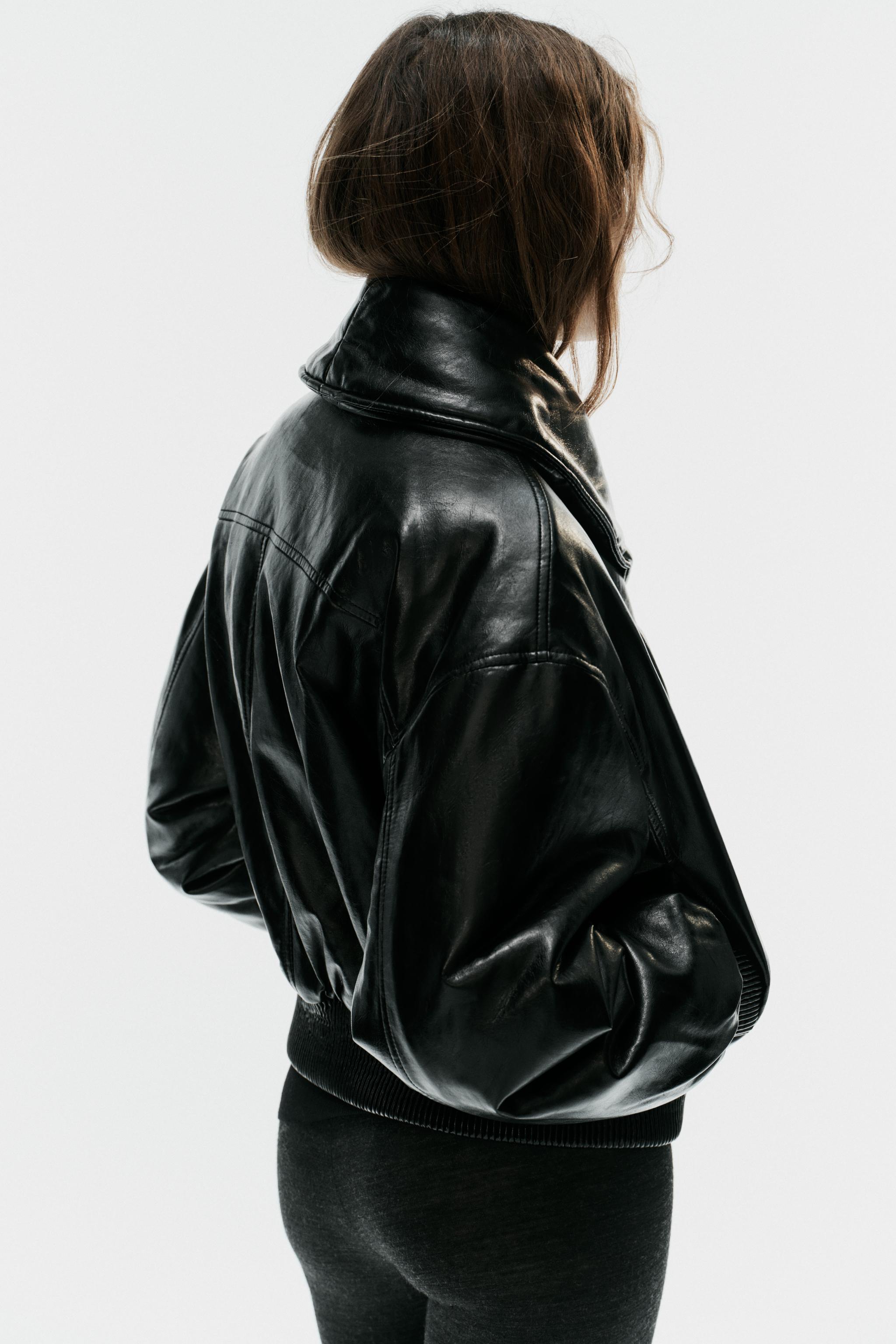 QUILTED FAUX LEATHER ANORAK