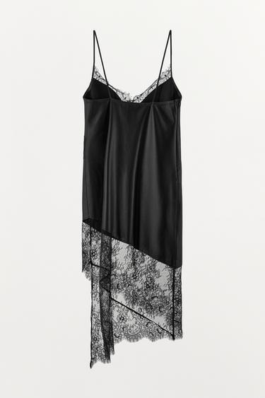 ASYMMETRIC 100% LEATHER LACE DRESS - Black by Zara - Image 4