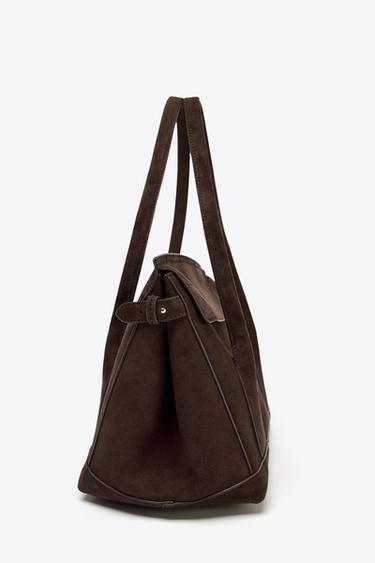 SAC DE VILLE EN CUIR - Marron de Zara - Image 4