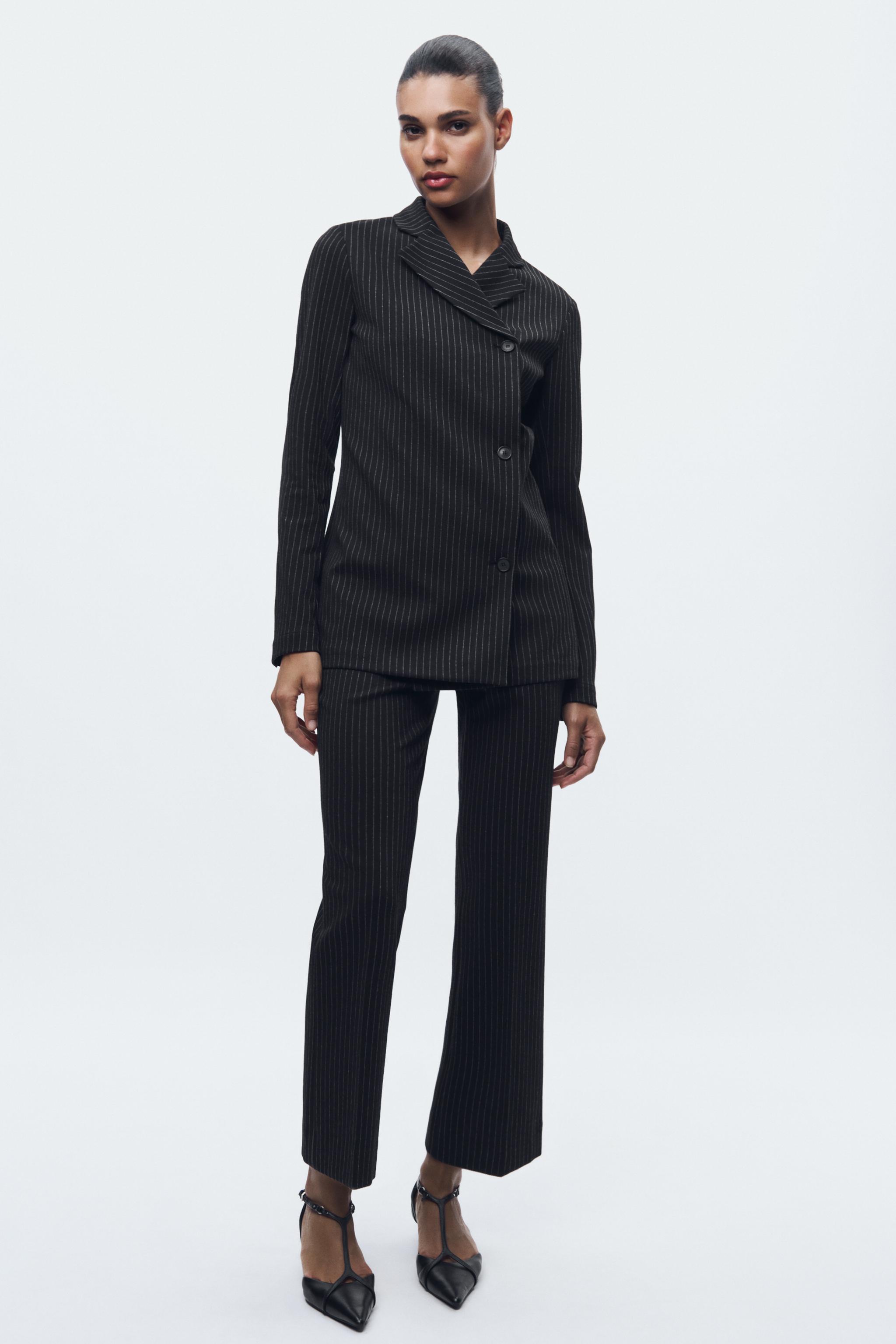 ZW COLLECTION DOUBLE-BREASTED PINSTRIPE BLAZER - striped