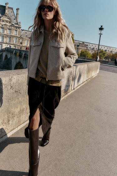 Zara SOFT ZIP JACKET - Beige