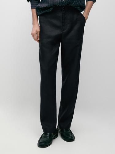 Zara Tapered fit linen pants - Navy blue