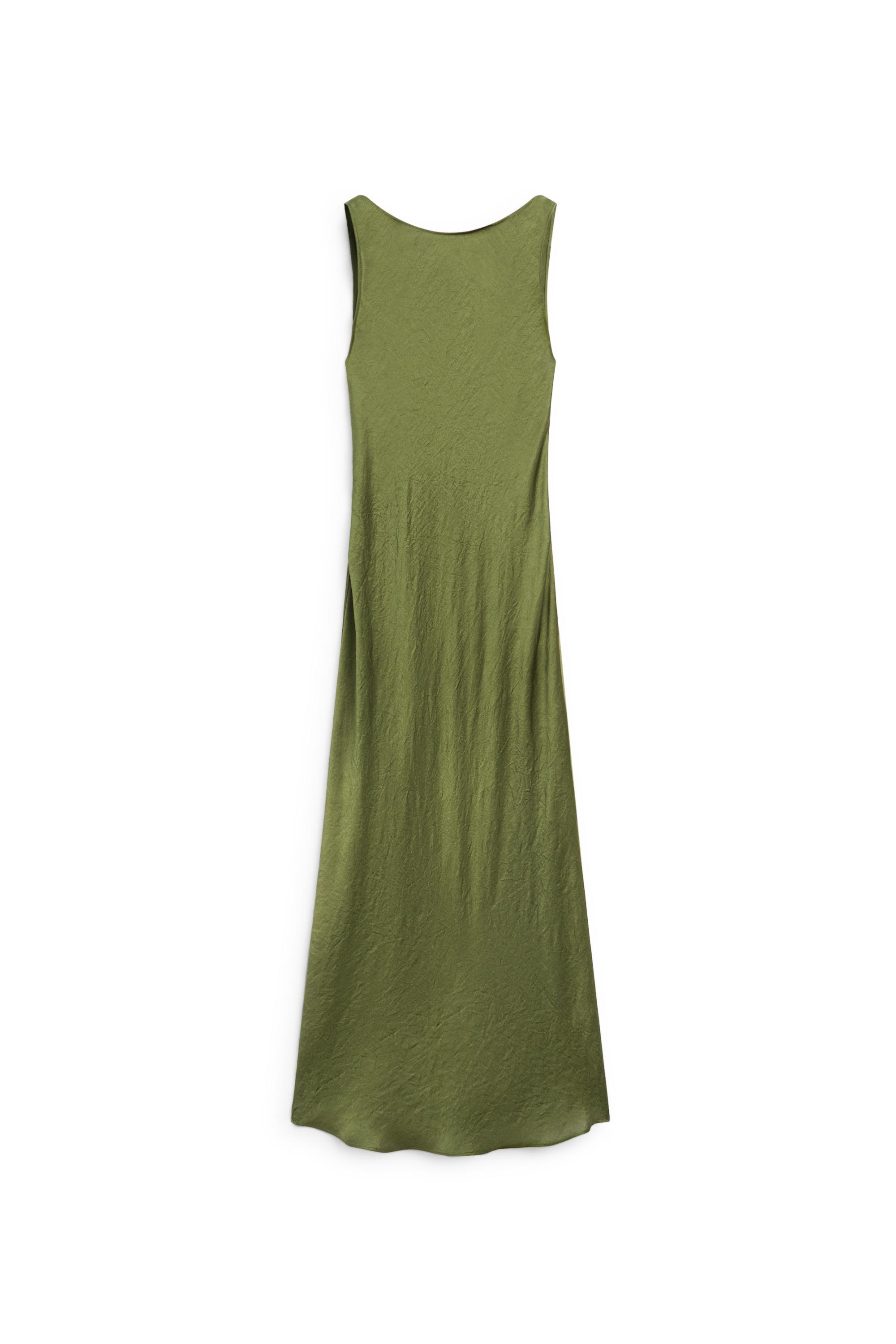 zara green flowy dress ZARA WOMAN LONG FLOWY BELTED CHIFFON DRESS GREEN SIZE XS| 8447/294 NWT FW22