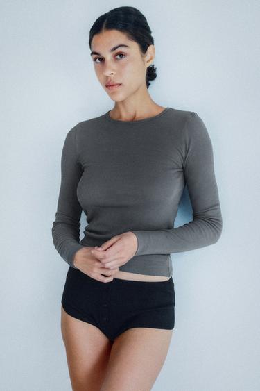 COTTON T-SHIRT - Grey by Zara