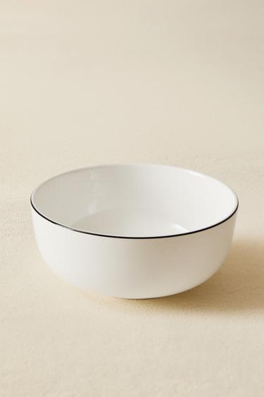BLACK-RIMMED BONE CHINA BOWL - Black / White by Zara - Image 5