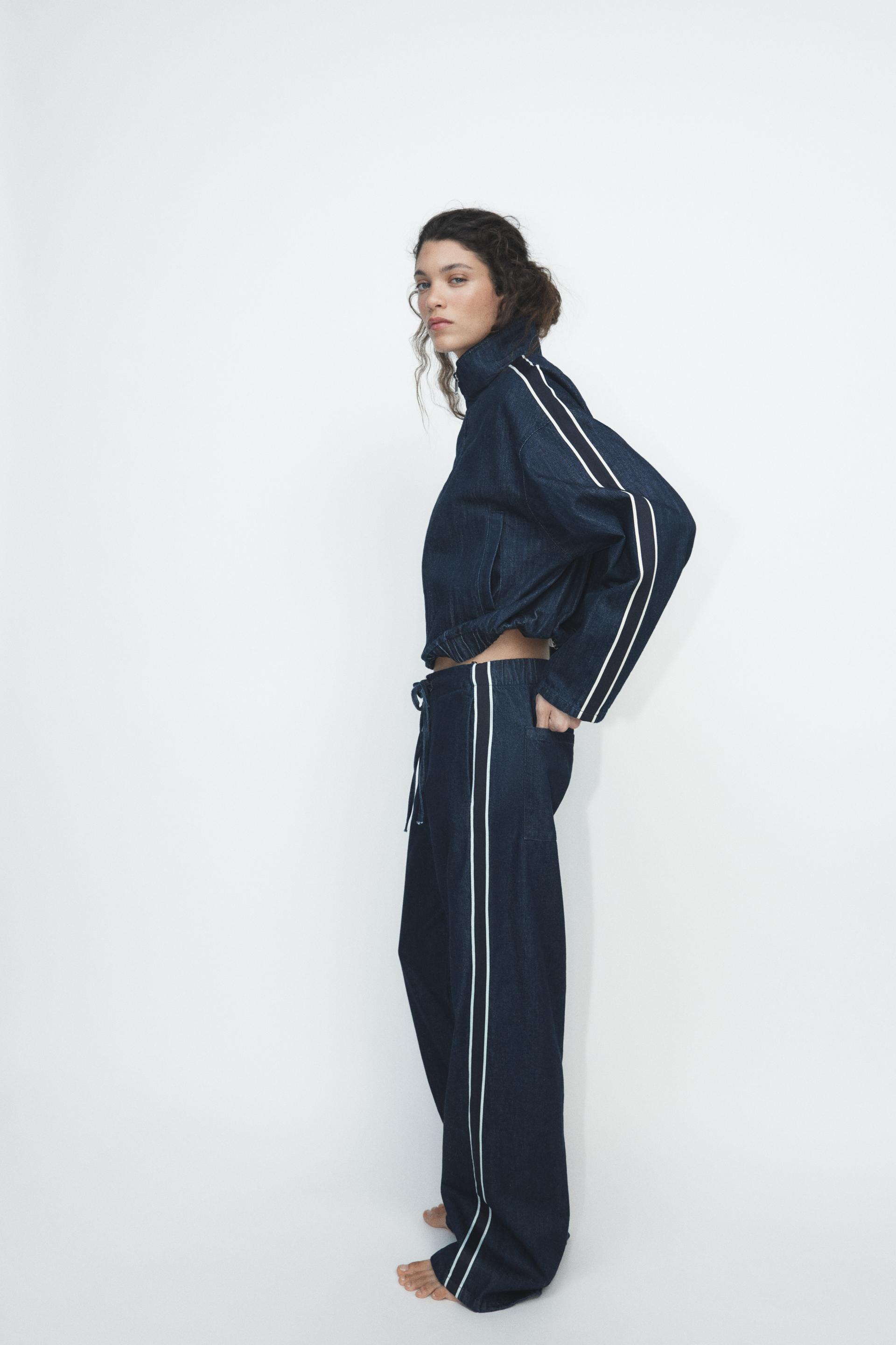 DENIM PANTS WITH SIDE BANDS