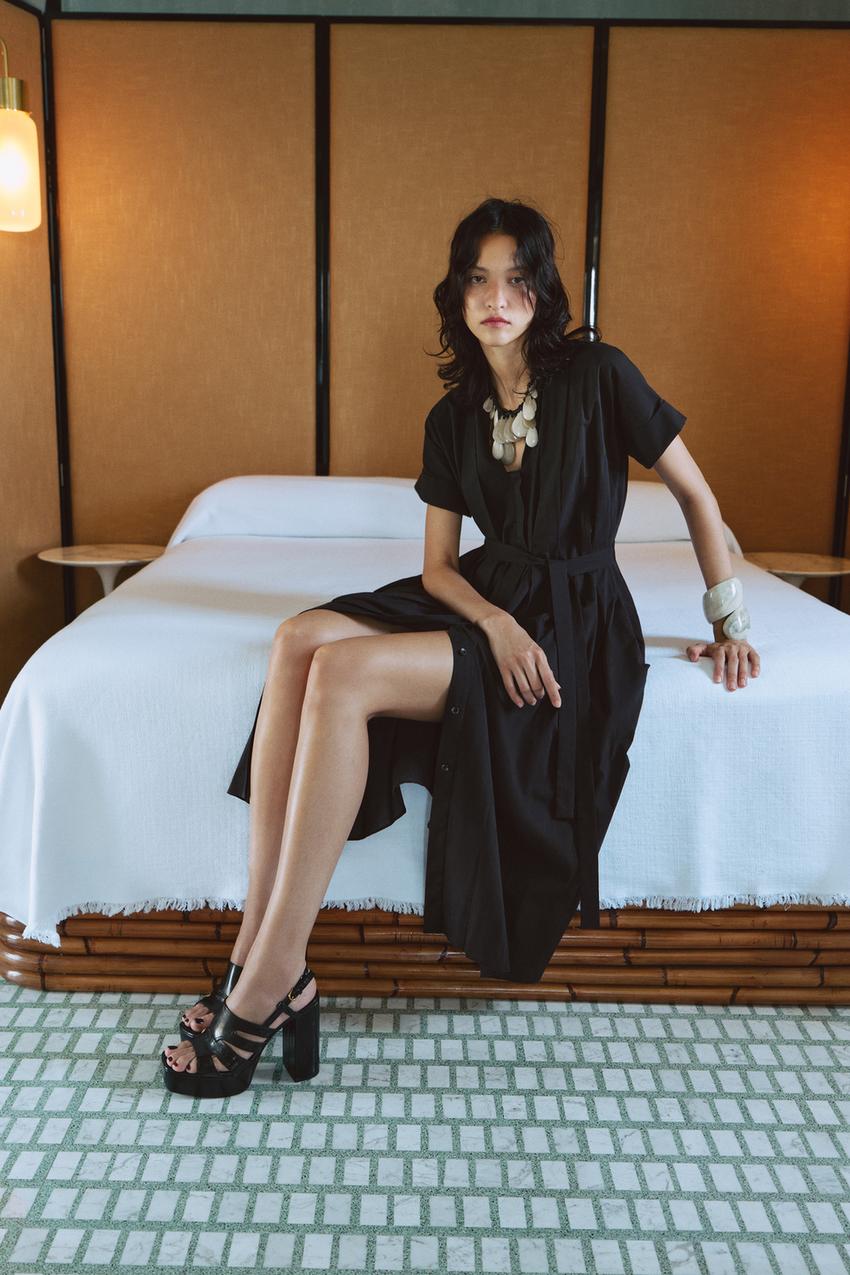 ZW COLLECTION ベルト シャツ ワンピース - ブラック | ZARA Japan / 日本