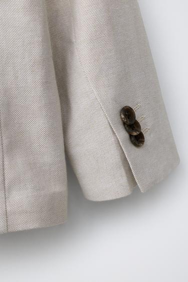 COTTON AND LINEN SUIT BLAZER - Ecru by Zara