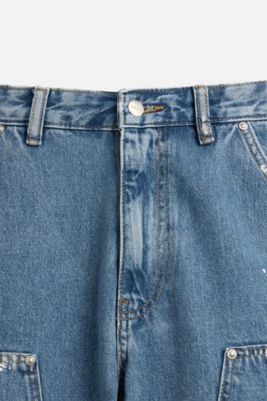 WASHED CARPENTER TROUSERS - Mid-blue by Zara - Image 9