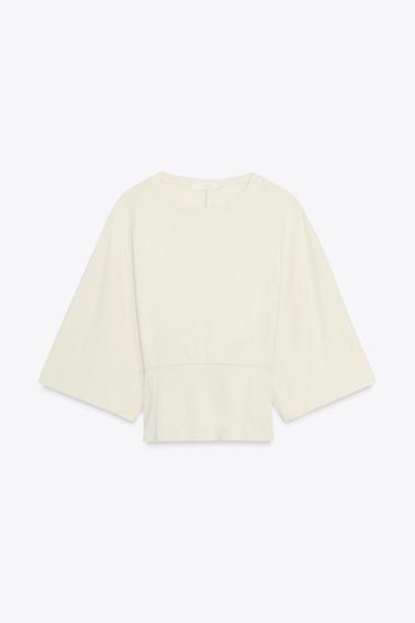 COTTON T-SHIRT - Ecru by Zara - Image 5