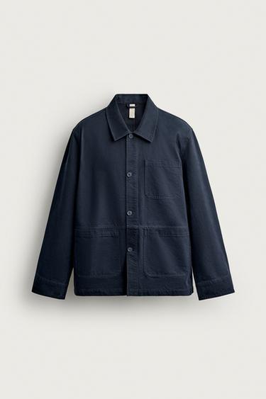 Zara REGULAR FIT POCKET OVERSHIRT - Navy blue