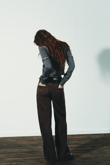 JEAN TRF EXTRA WIDE LEG TAILLE HAUTE - Marron de Zara - Image 5